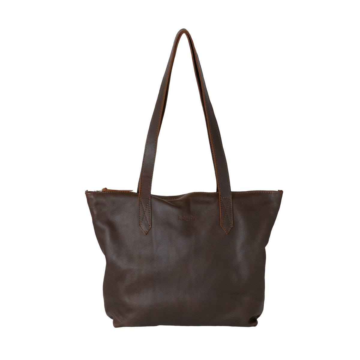 Rowdy Leather Tote Bag For Women, Russet Brown 'Maple', Soft & Natural Aniline Leather, Zipper Closure