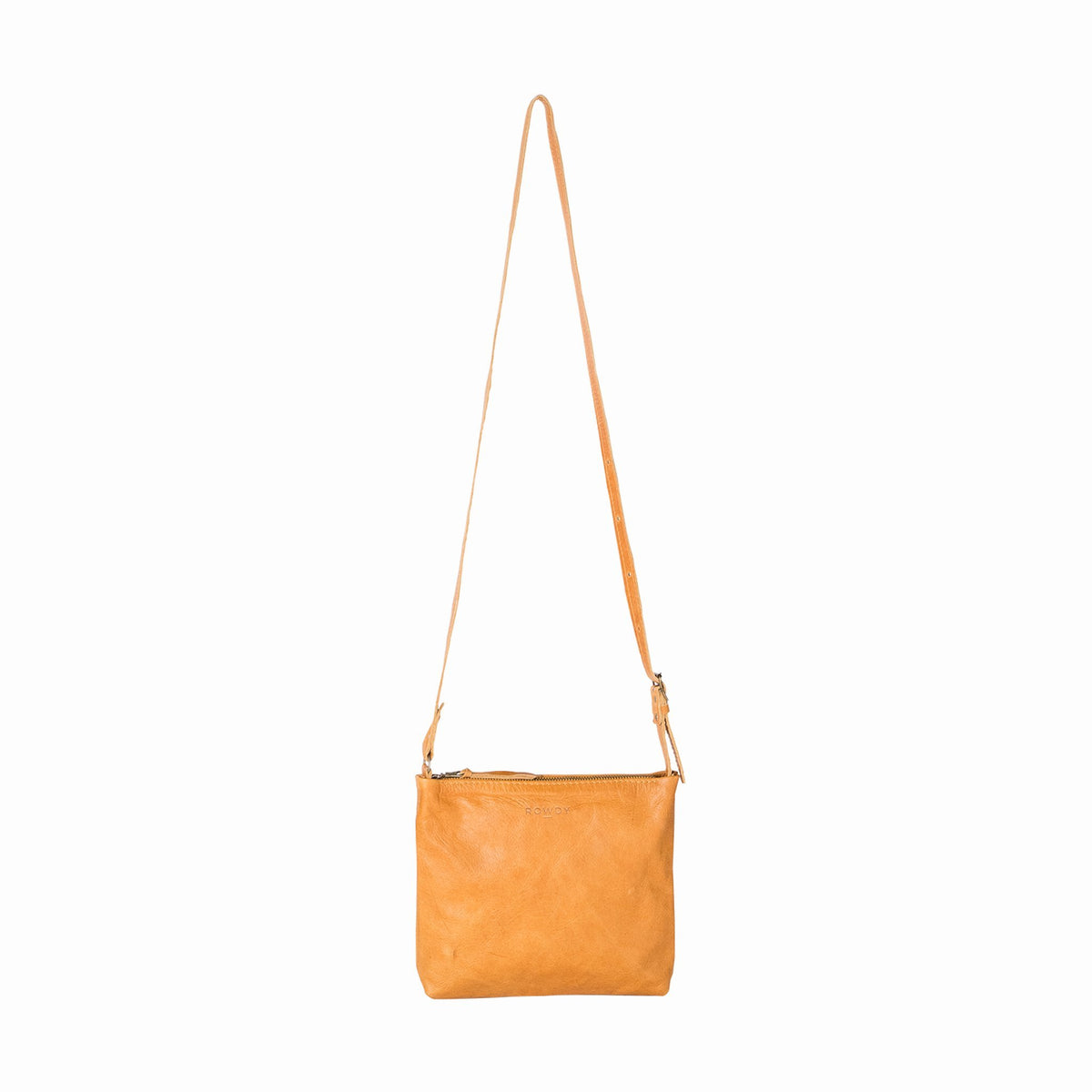 Rowdy Leather Sling Bag, Honey-hued 'Amber', Soft, Adjustable Crossbody Strap, Zipper Closure